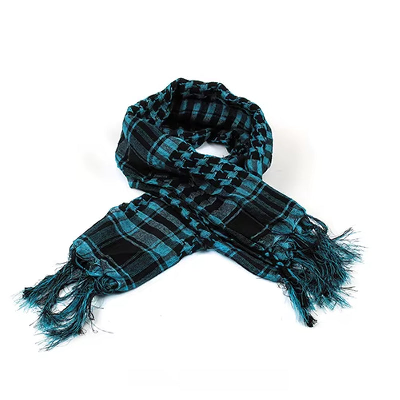 Unisex Lightweight Plaid Tassel Arab Desert Shemagh Keffiyeh Scarf Wrap Pashmina