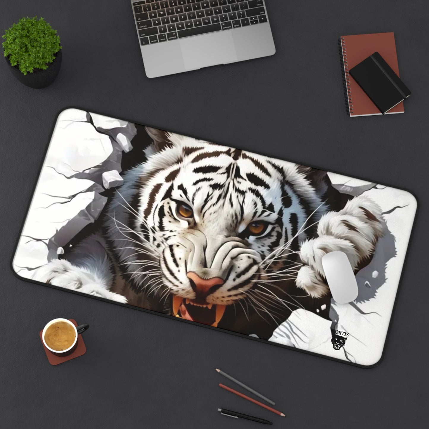 Fierce Tiger Desk Mat, Animal Print Mouse Pad, Office Decor, Gamer Gift, Unique Home Office Accessory