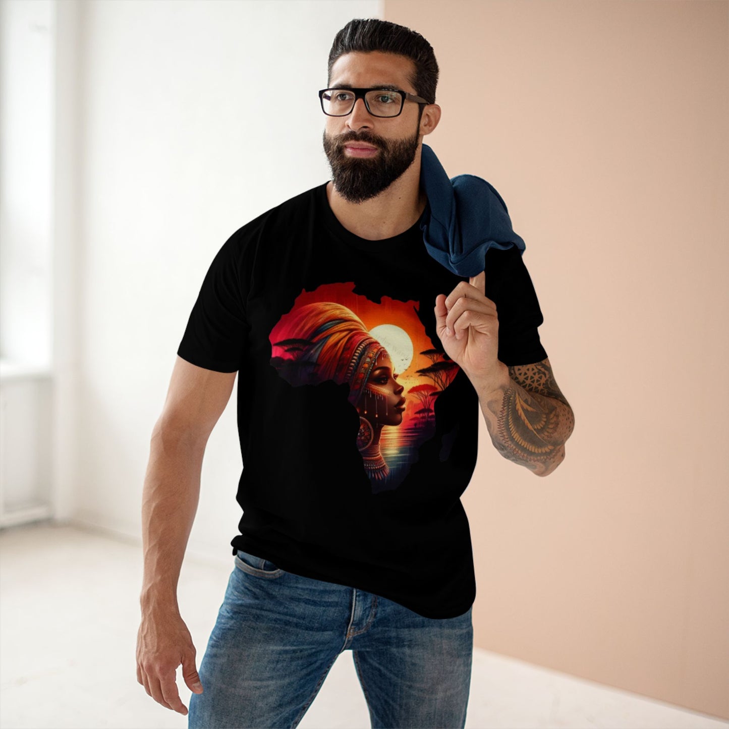 African Sunset Tee, Ethnic Art Shirt, Culture Inspired T-Shirt, Travel Apparel, Gift for Her, Unique African Style Top