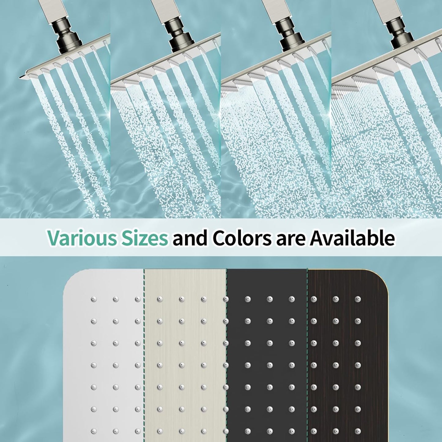 12 Inch Rain Shower Head, High Pressure Rainfall Showerhead Large Waterfall Shower Head Ultra Thin Water Saving, Brushed Nickel 304 Stainless Steel