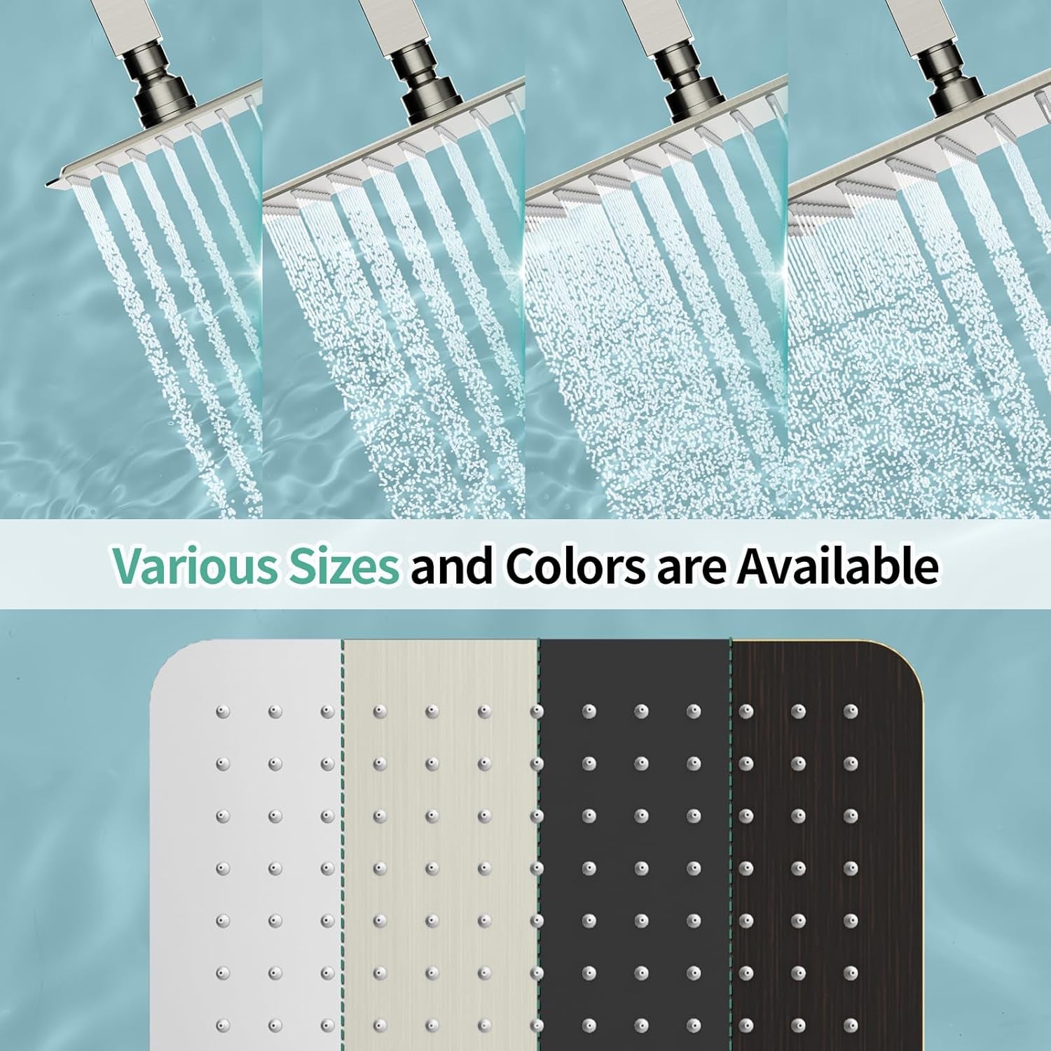 12 Inch Rain Shower Head, High Pressure Rainfall Showerhead Large Waterfall Shower Head Ultra Thin Water Saving, Brushed Nickel 304 Stainless Steel