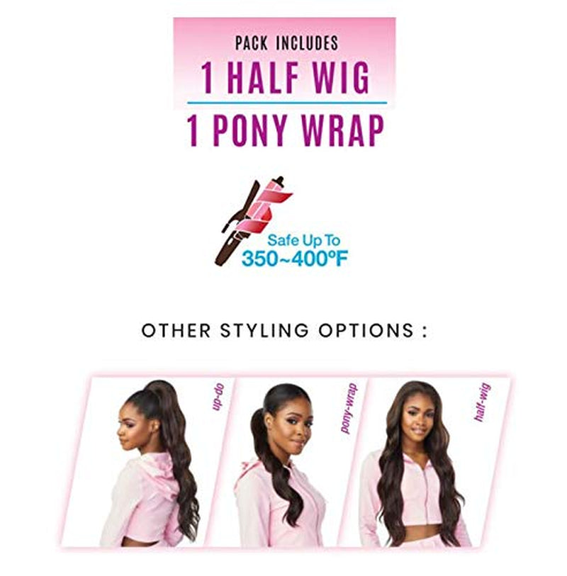 Instant Updown Halfwig Pony - Iud 6 4 Style in 1 Half Wig and Pony Drawstring (2 DARKBROWN)