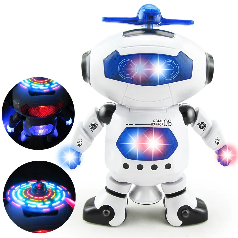 Robot Toy for Kids, Intelligent Electronic Walking Dancing Singing Robot Toys with 360° Body Spinning and Flashing Lights, Birthday Gift for Toddlers
