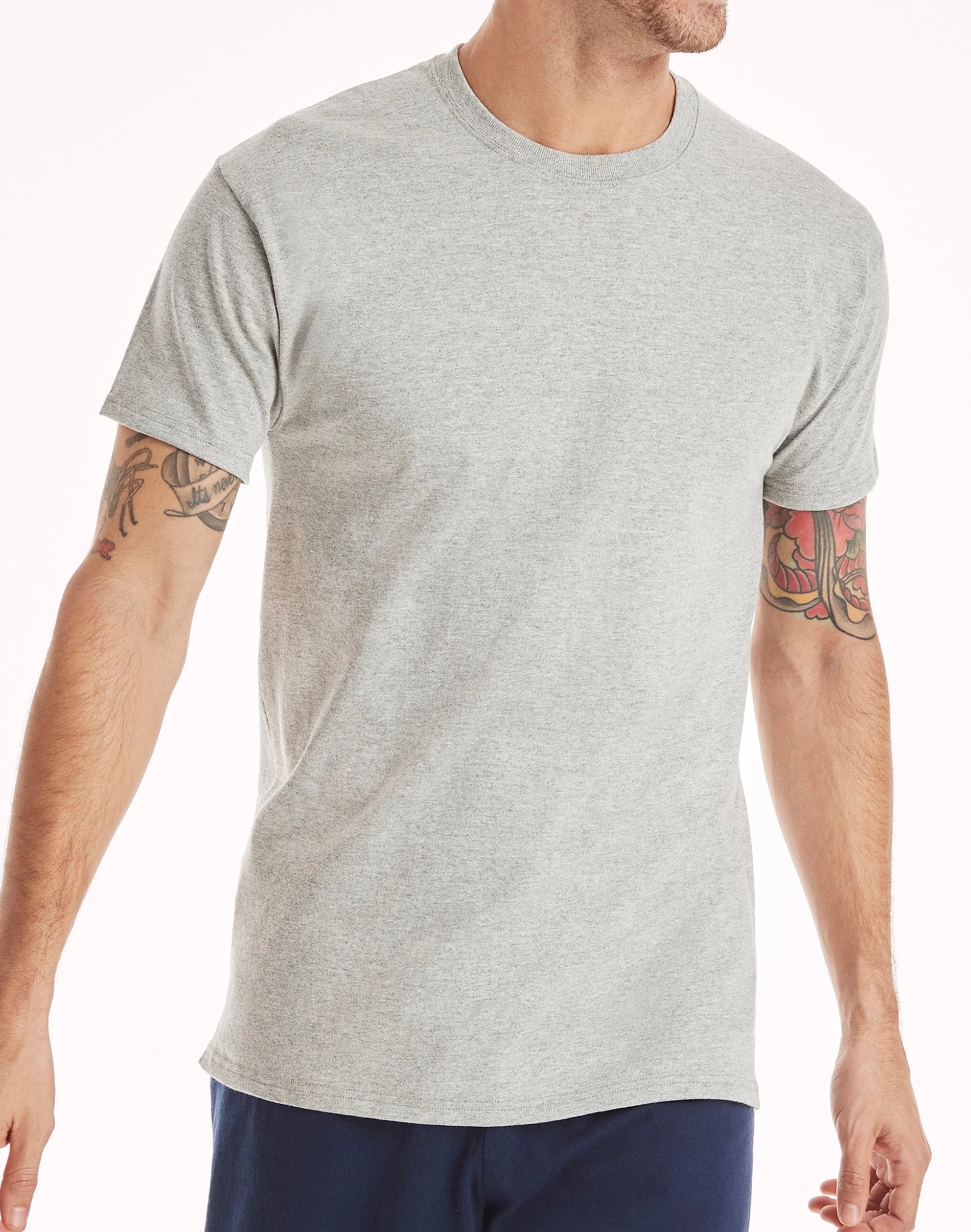 Men'S T-Shirt Pack, Moisture-Wicking Stay-Tucked Undershirts, Black/Grey/Blue, 6-Pack Assorted 3XL
