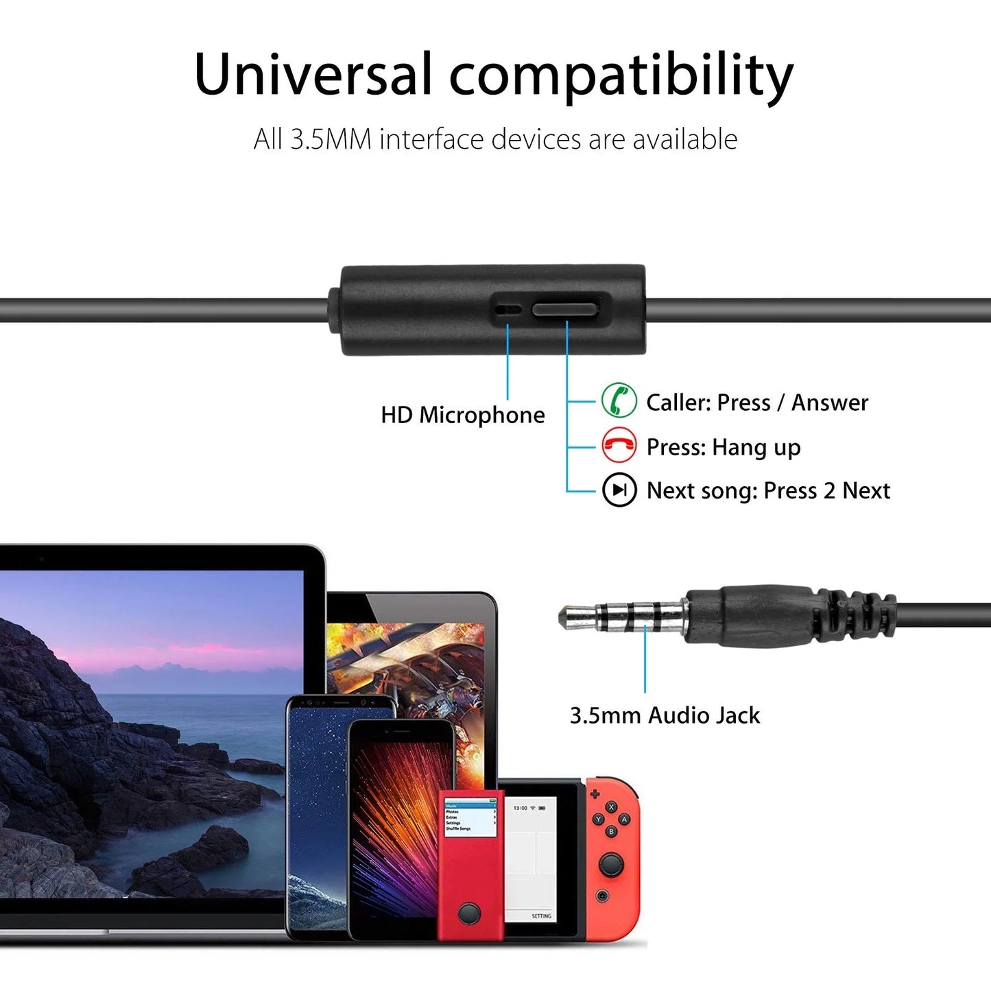 Kids Headphones, Wired Earphone for Boys Girls, 3.5Mm Foldable Headset Suitable for Smartphones, Tablets, Black