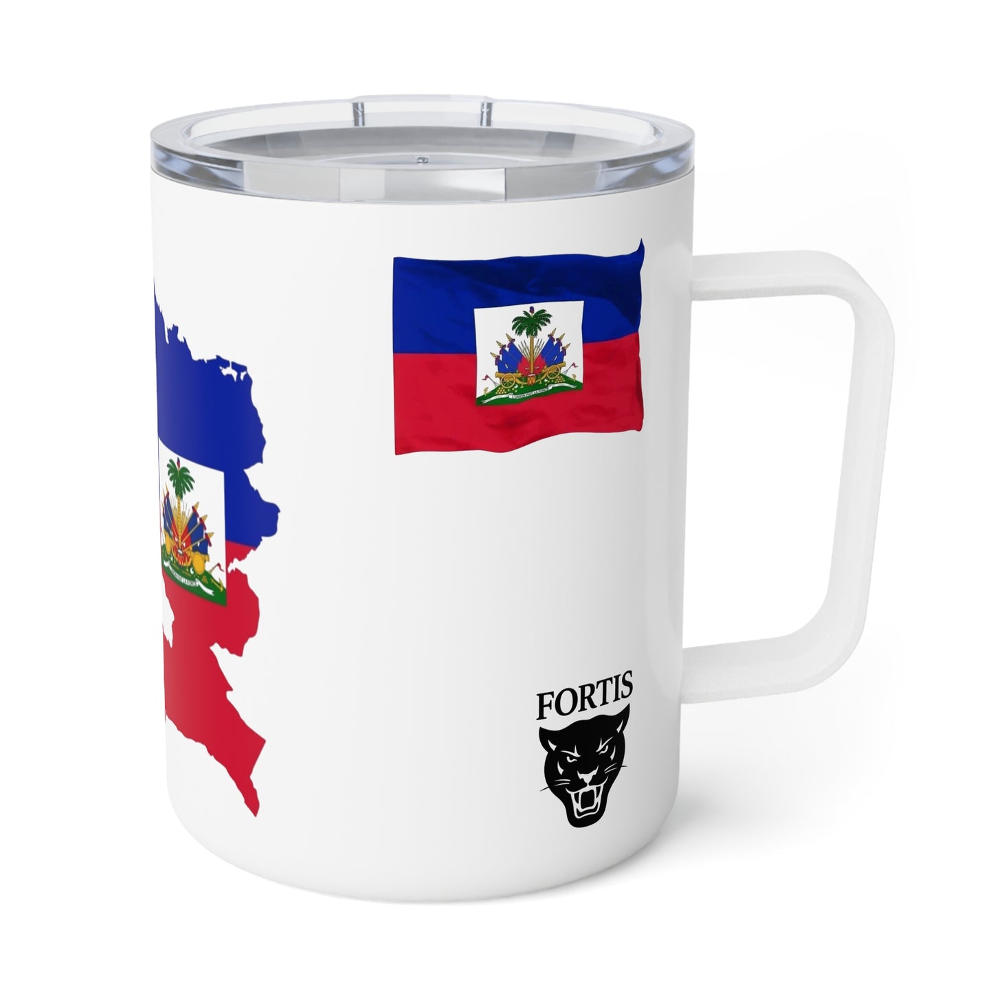 Haitian Flag Insulated Coffee Mug, Travel Mug for Coffee Lovers, Great for Gifts, Perfect for Holidays, 10oz