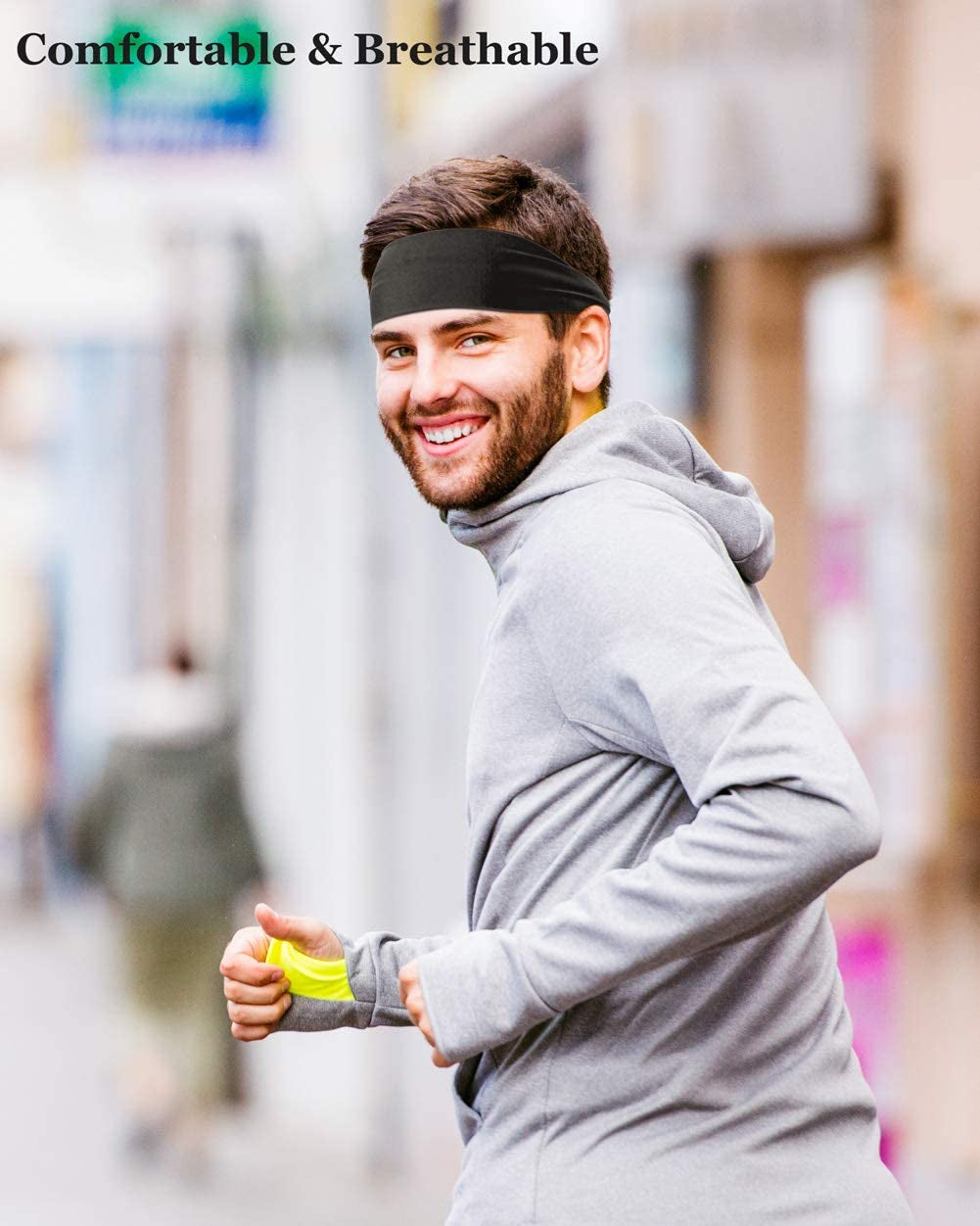 Running Headbands for Men Sweatbands Sports Sweat Bands Mens Workout Thin Fitness Gym Yoga 4 Pack…