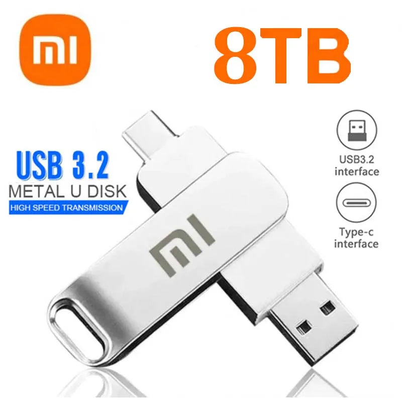 Xiaomi 16TB USB3.2 Flash Drive Waterproof High Speed Transfer Type-C 2-In-1 Interface Universal for Mobile Phone Computer U Disk