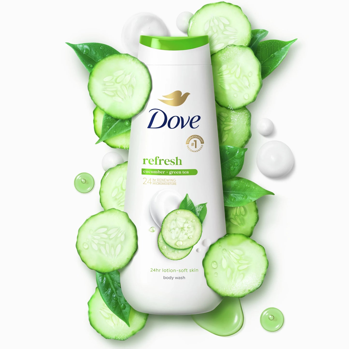 Body Wash for Women Moisturizing Refresh Cucumber & Green Tea Cleanser All Skin, 20 Oz