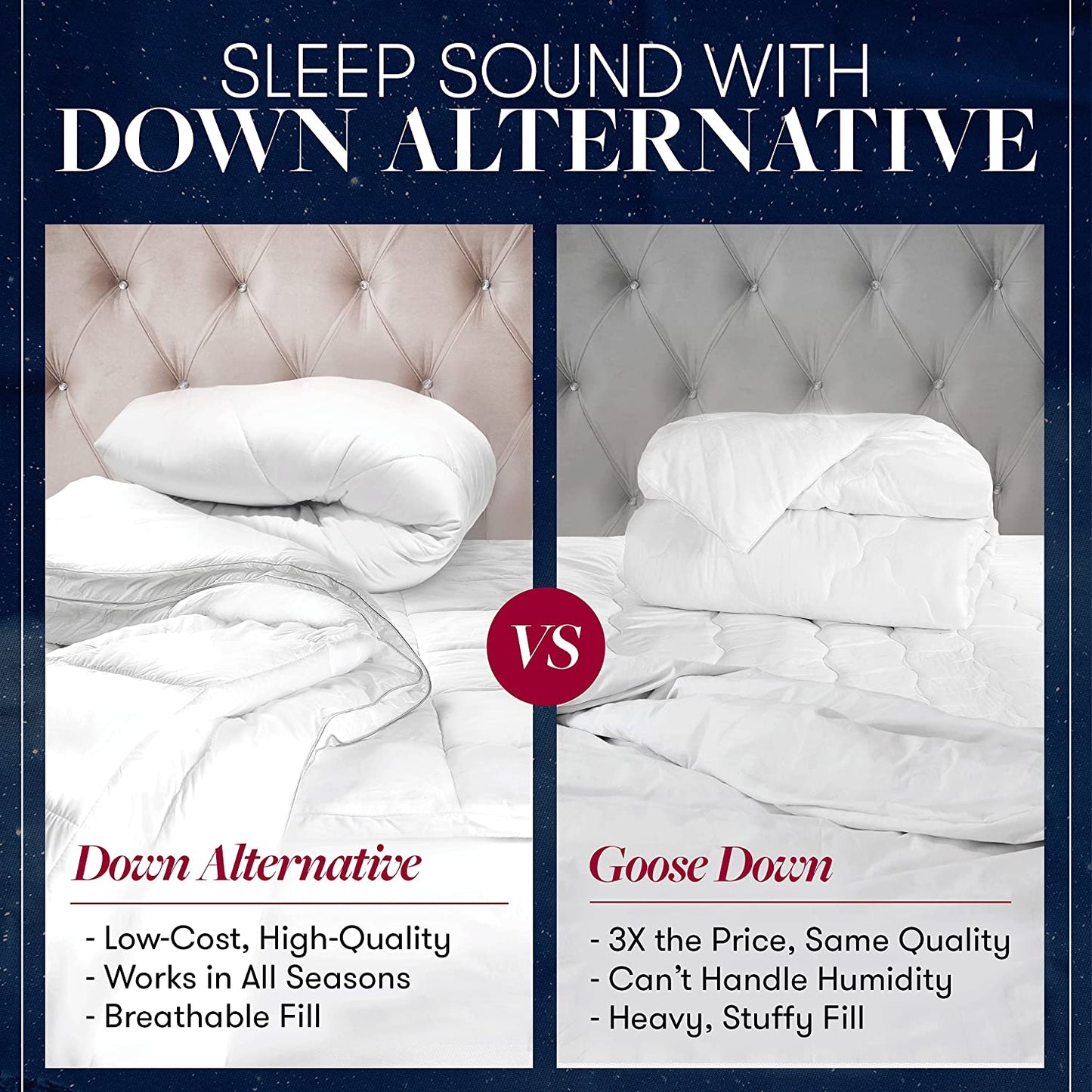 Beckham Hotel Collection Goose down Alternative Reversible Comforter - All Season - Premium Quality Luxury Hypoallergenic Comforter - Full/Queen - Grey/Black