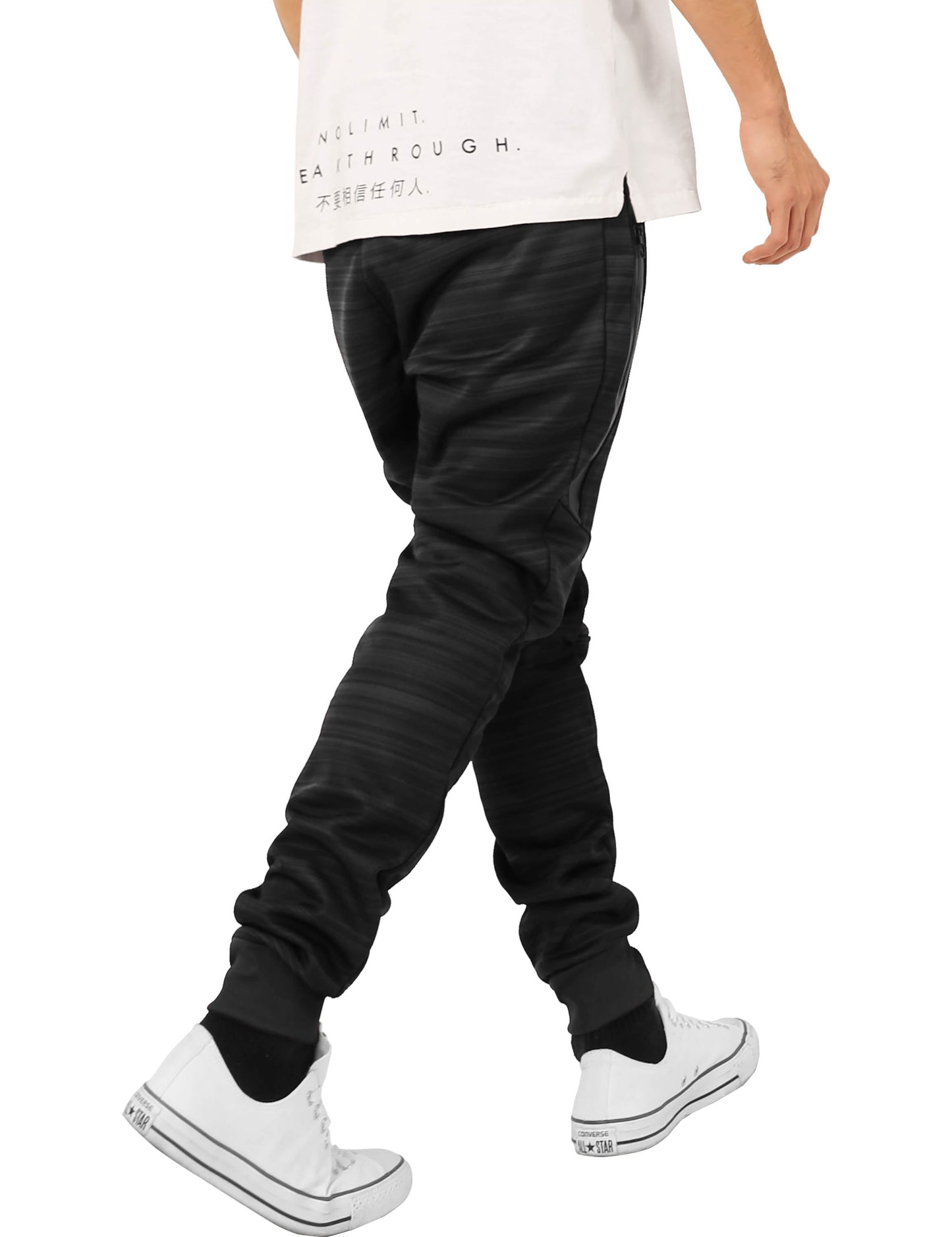 Mens Modern Jogger Pants with Zipper Pockets Solid Slim Fit Casual Brushed Sweatpants
