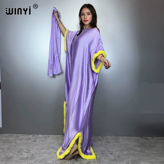 Fashion Monocolour Dress with Scarf Long Femme Abaya Dubai Luxury Party Kaftan Muslim Women Clothing Abaya Dubai Luxury