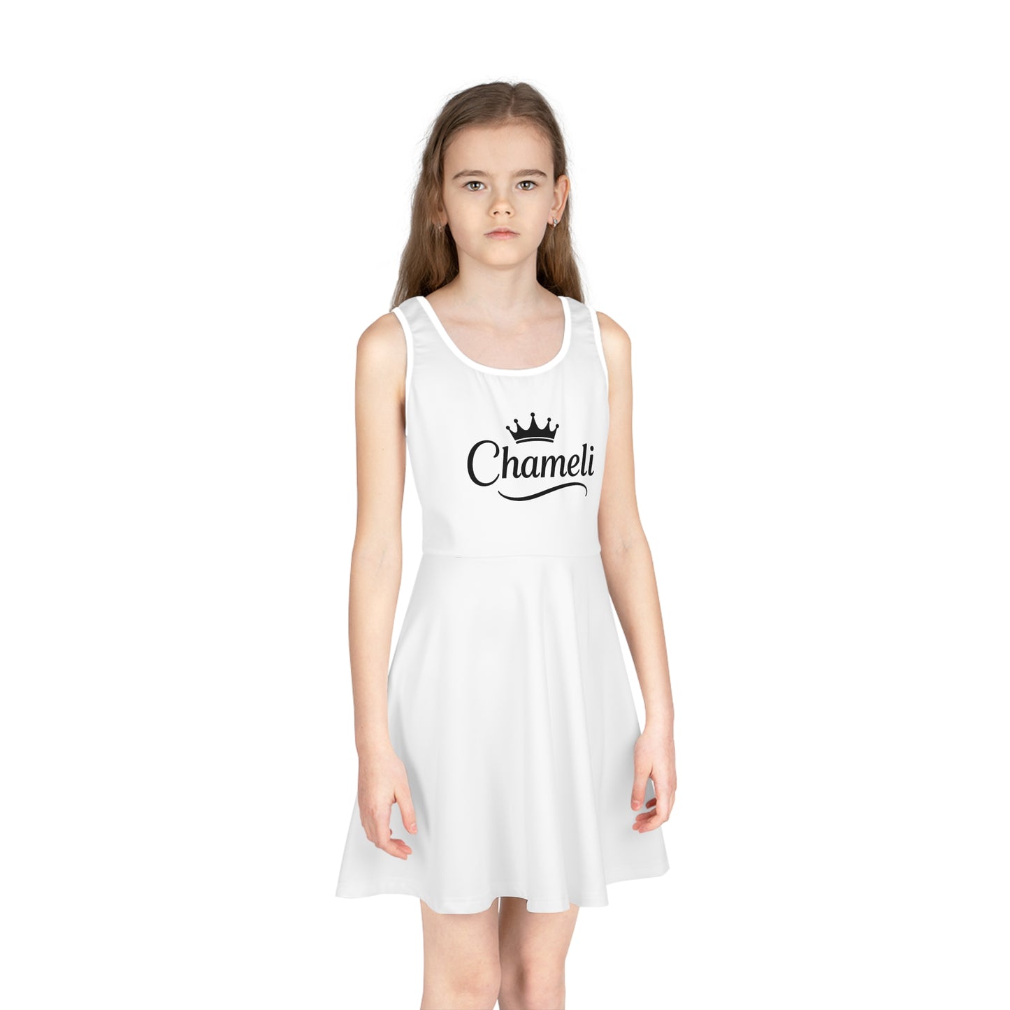 Charming Girls' Sleeveless Sundress with Custom Print, Summer Dress, Kids' Fashion, Party Wear, Birthday Gift, Playtime Outfit