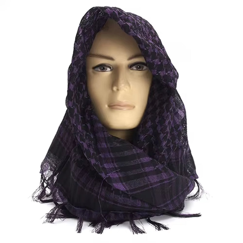 Unisex Lightweight Plaid Tassel Arab Desert Shemagh Keffiyeh Scarf Wrap Pashmina