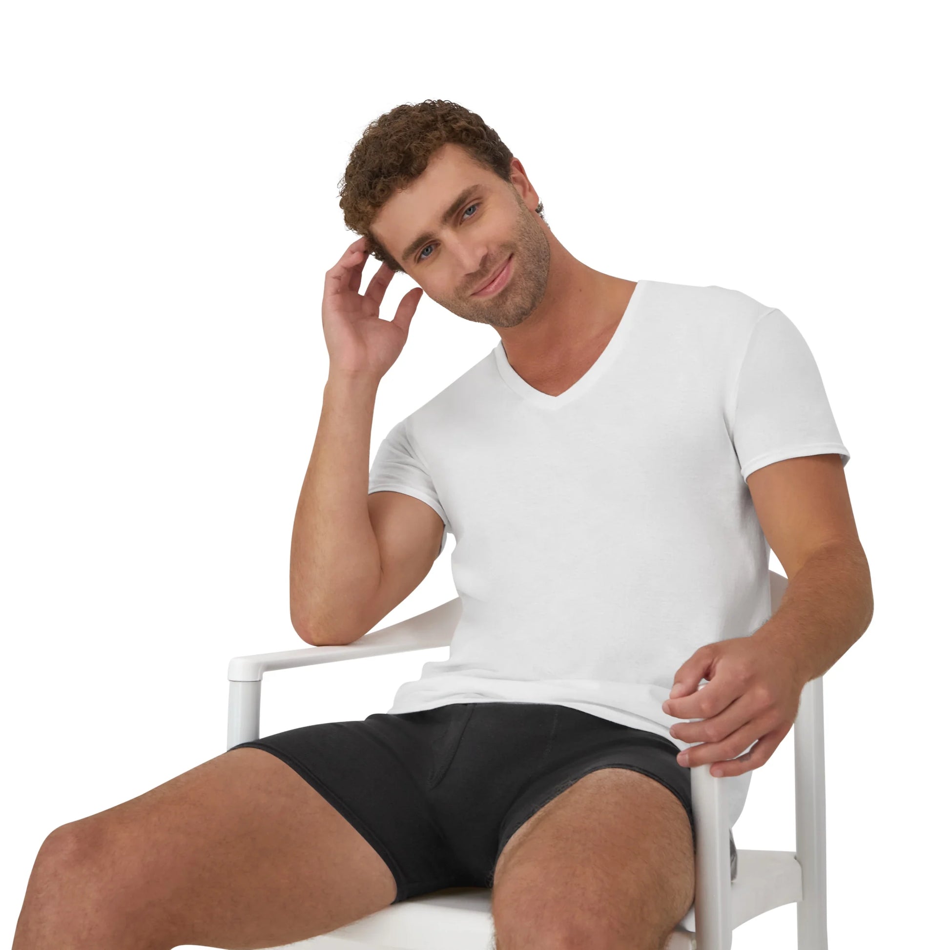 Men'S Cotton V-Neck Undershirt Pack with Odor Control, Moisture-Wicking, 6-Pack