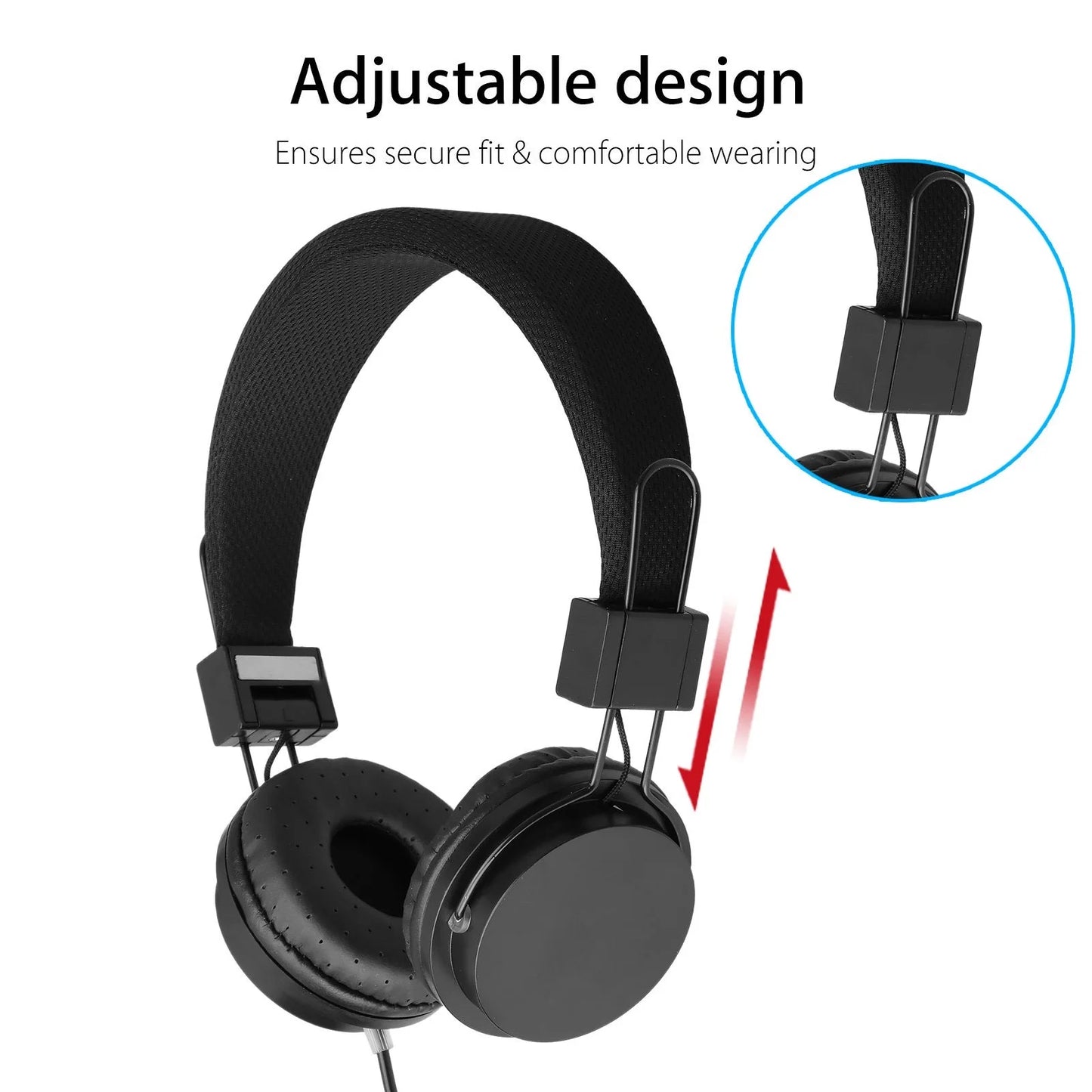 Kids Headphones, Wired Earphone for Boys Girls, 3.5Mm Foldable Headset Suitable for Smartphones, Tablets, Black