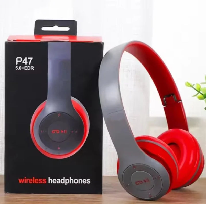 P47 Wireless Bluetooth Headphone with Microphone Foldable Headsets Bass Hifi Sound Music Stereo Earphone for Smartphones TV Game