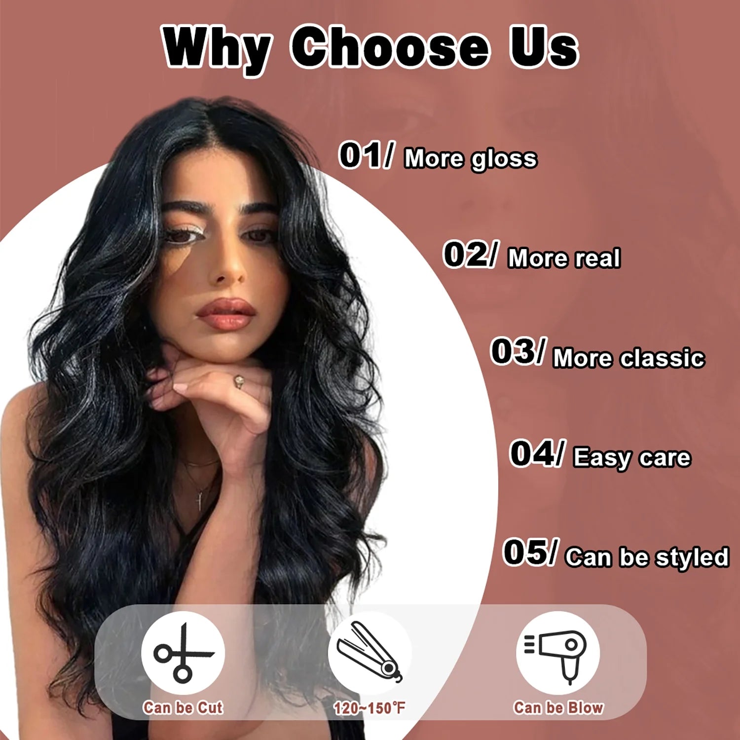 Human Hair Wig 24Inch Long Black Wigs for Black Women Natural Body Wave Wig