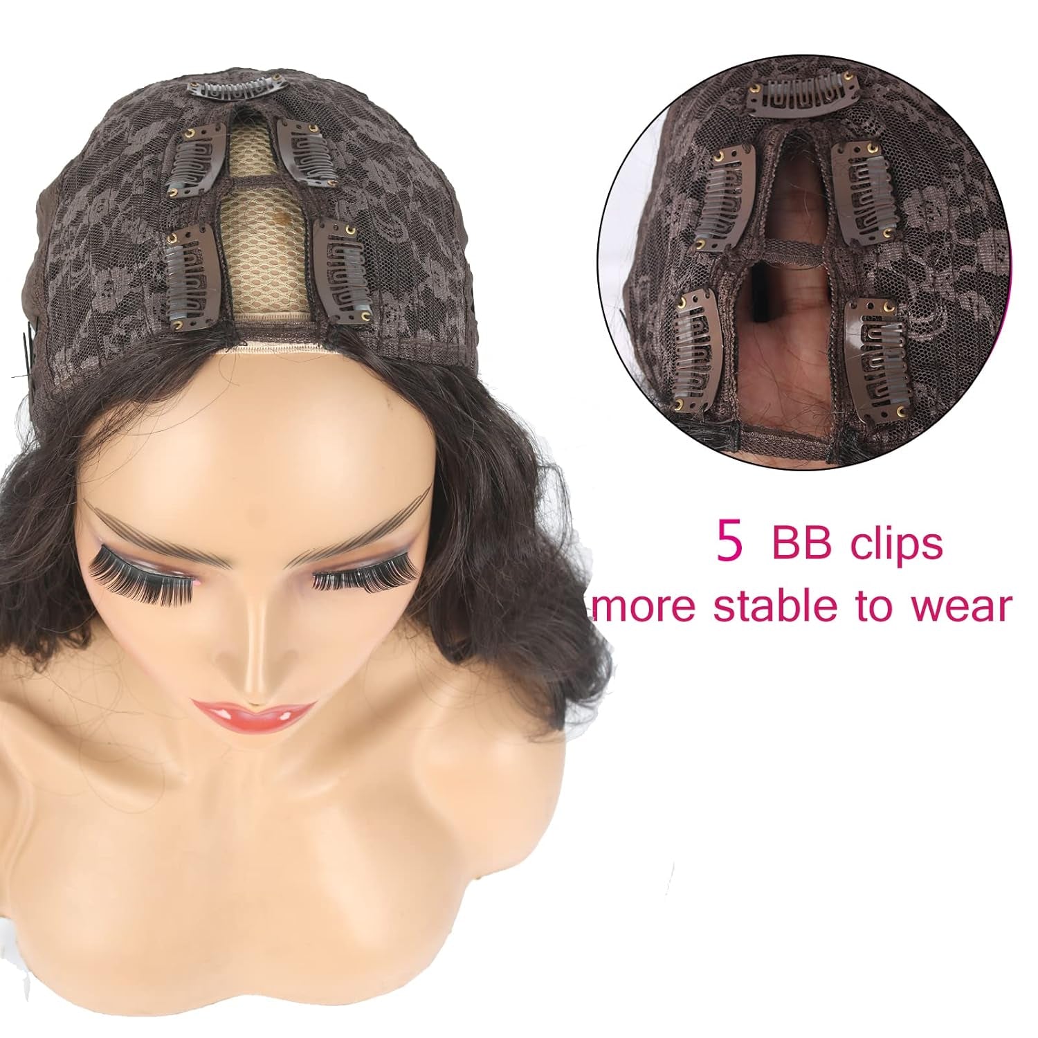 Chocolate Brown Body Wave V Part Wig Upgrade U Part Synthetic Wigs for Black Women, 24Inch Long Wavy Brown Wig V Shape Glueless Wigs Full Head Clip in Half Wig No Leave Out(#4)