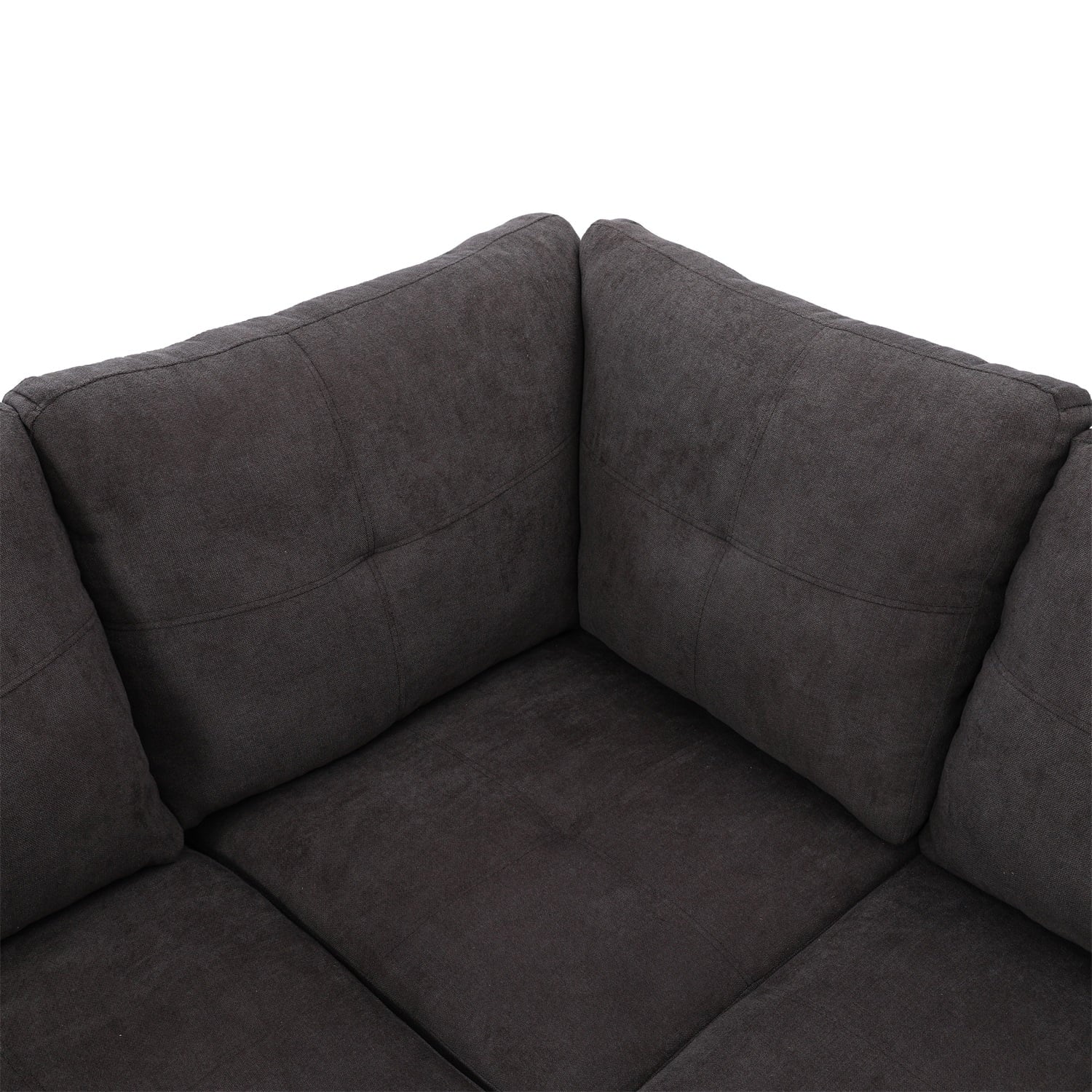 Sofa Set,Flannel Living Room Sofa Set,L-Shaped Sectional Sofa,2-Piece Couch Living Room,Dark Brown