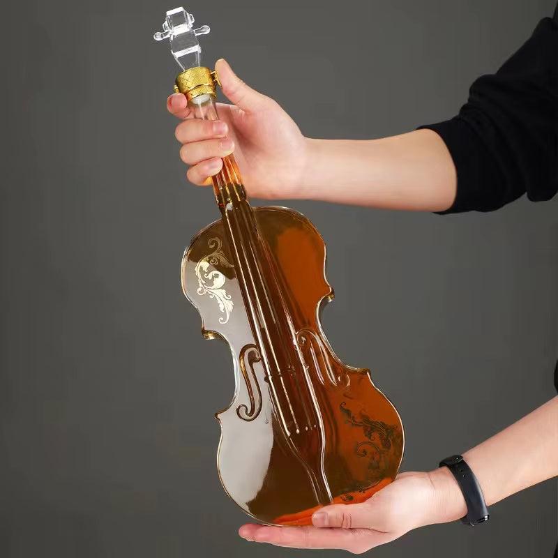 Whiskey Decanter Violin Decanter Crystal Drinking Cup Whiskey Glasses Cup for Wine Cocktail Vodka Home Halloween Party Bar Gift