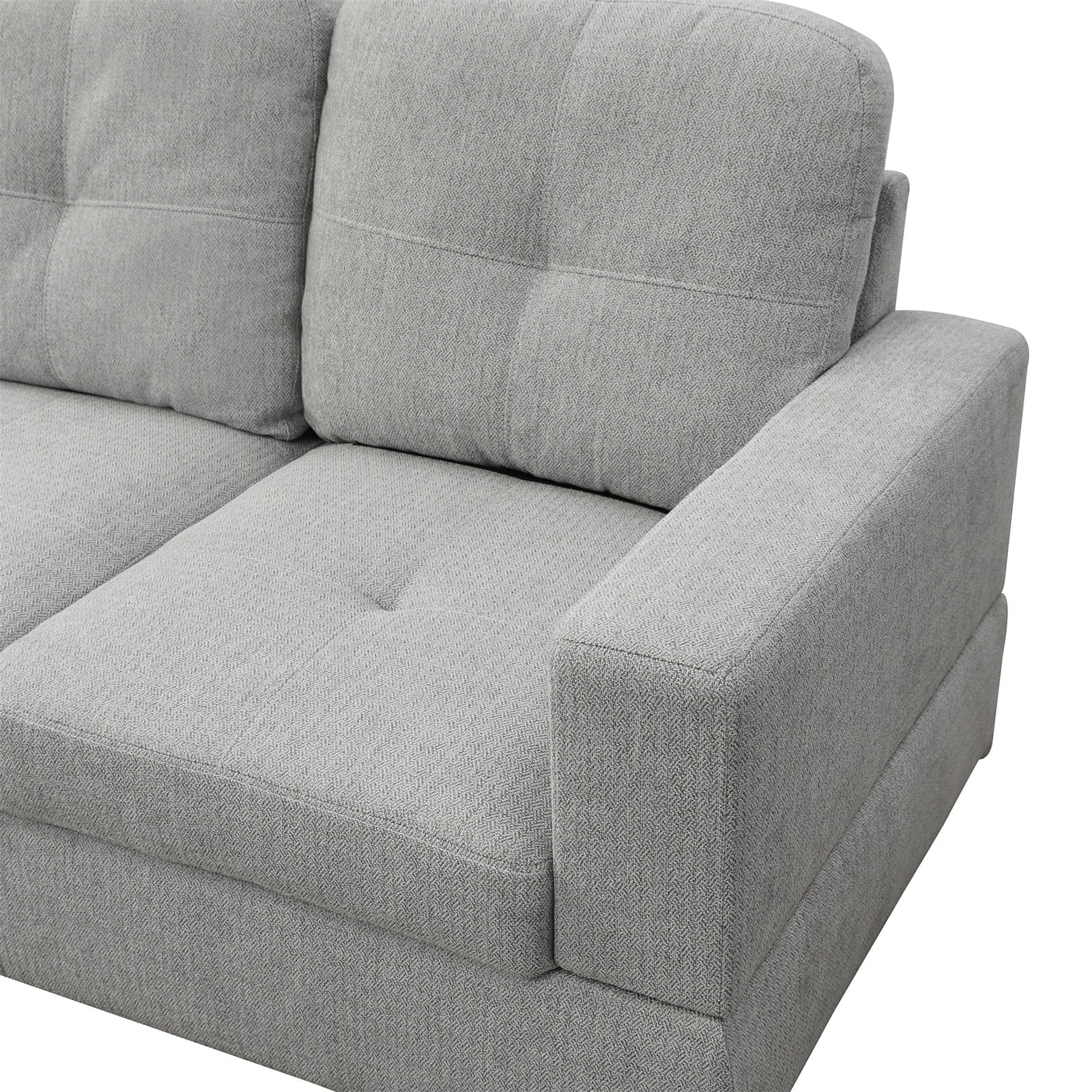 Couch Sofa Set, Modern L-Shaped Sofa Living Room Furniture Set, Chenille Finish Sectional Sofa Set for Apartment, Off-White(Without Ottoman)