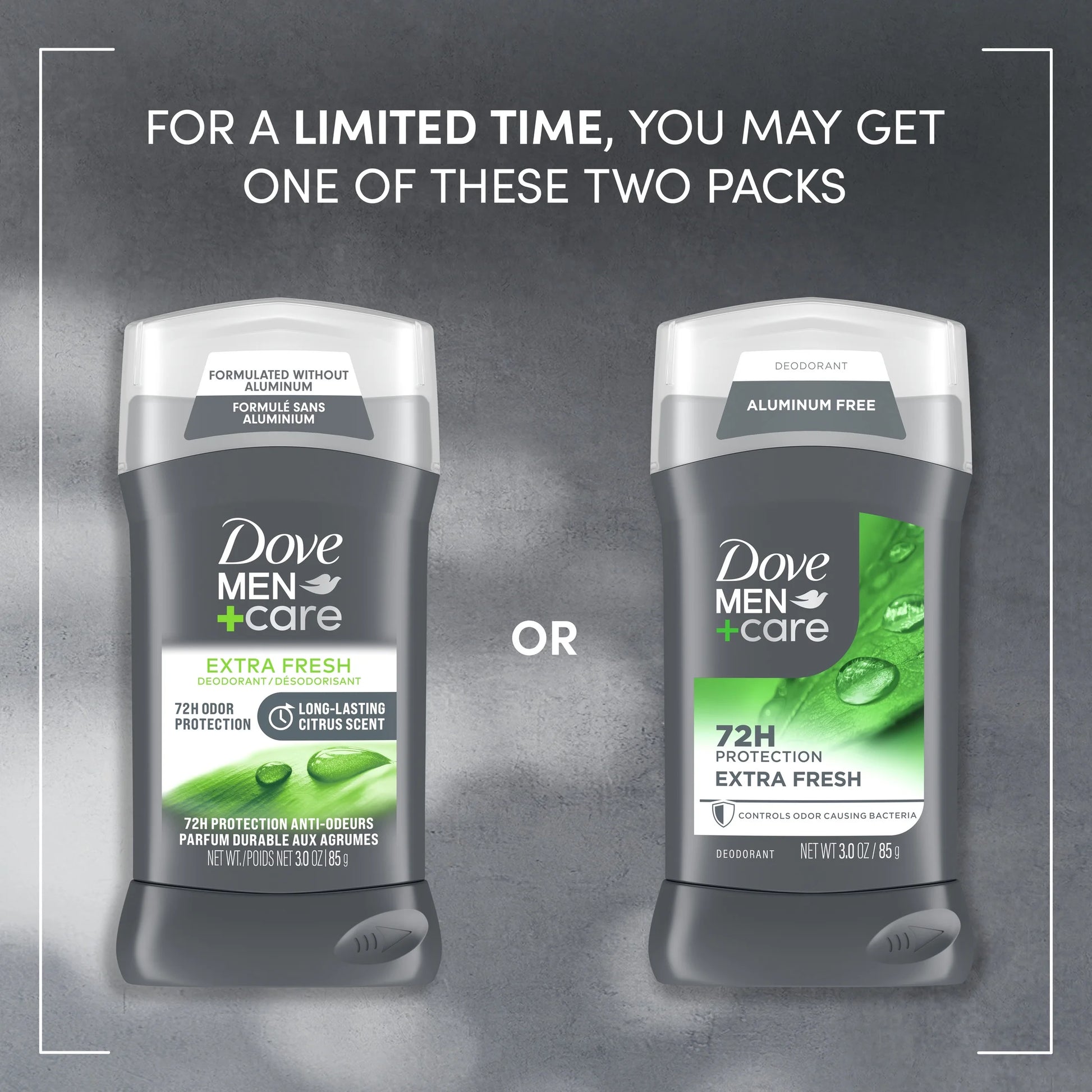 Deodorant Stick for Men Extra Fresh Aluminum Free with Moisturizing Cream, 3 Oz