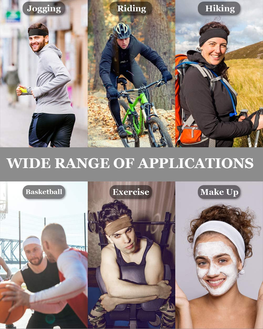 Running Headbands for Men Sweatbands Sports Sweat Bands Mens Workout Thin Fitness Gym Yoga 4 Pack…