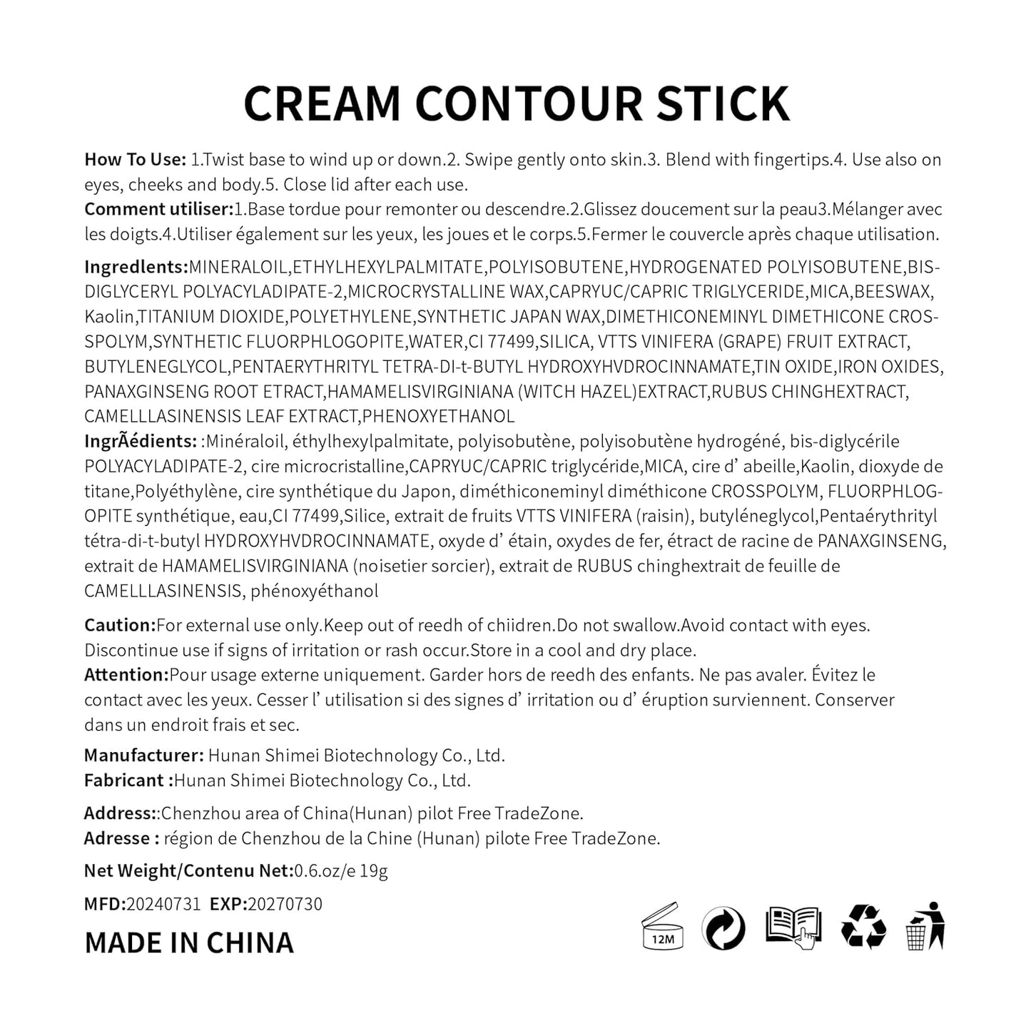Cream Contour Stick,Versatile Bronzer Facial Contouring Stick,Long Lasting Highlighter Waterproof Facial Shaping,Buildable Highlight Contour Makeup Natural Radiant Look,03 Rich Glow