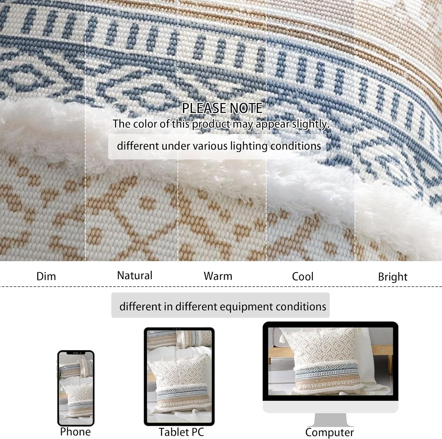 Boho Tufted Decorative Throw Pillow Covers for Couch Sofa - Modern Moroccan Pillow Case with Tassels, Accent Decor Large Pillowcase for Bedroom Living Room Car Hotel, 22 X 22 Inches, Yellow