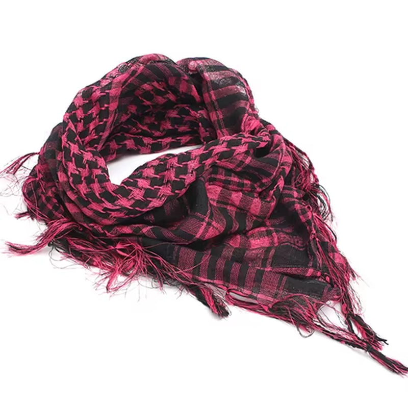 Unisex Lightweight Plaid Tassel Arab Desert Shemagh Keffiyeh Scarf Wrap Pashmina