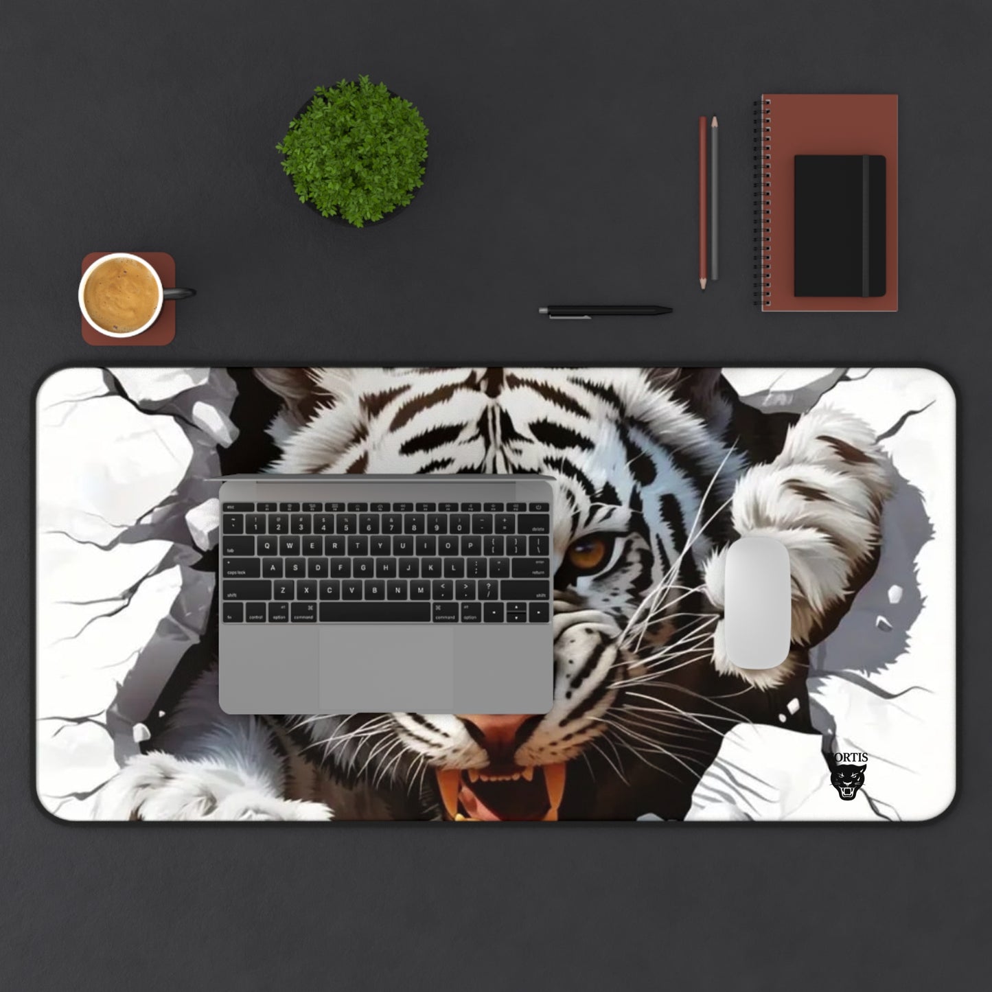 Fierce Tiger Desk Mat, Animal Print Mouse Pad, Office Decor, Gamer Gift, Unique Home Office Accessory