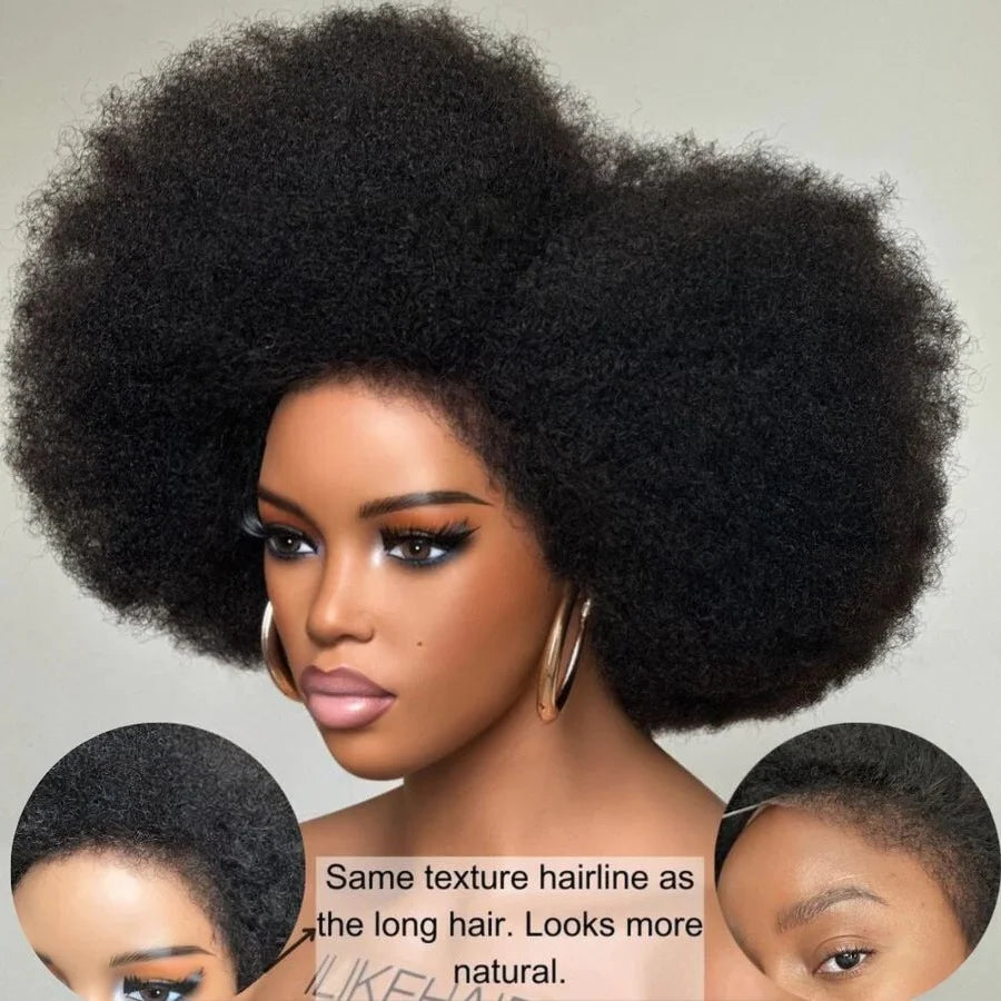 Afro Kinky Curly with Kinky Edges HD 13X4 Lace Front Wig