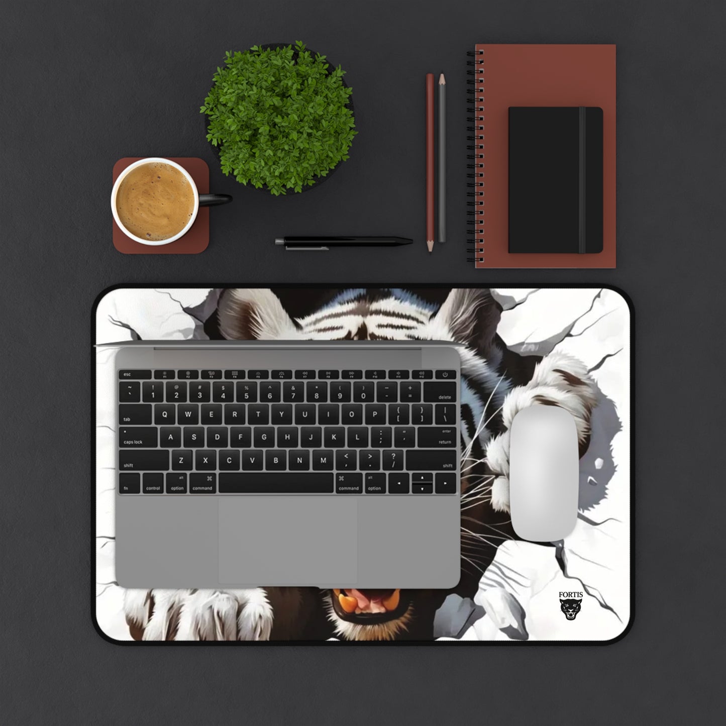 Fierce Tiger Desk Mat, Animal Print Mouse Pad, Office Decor, Gamer Gift, Unique Home Office Accessory