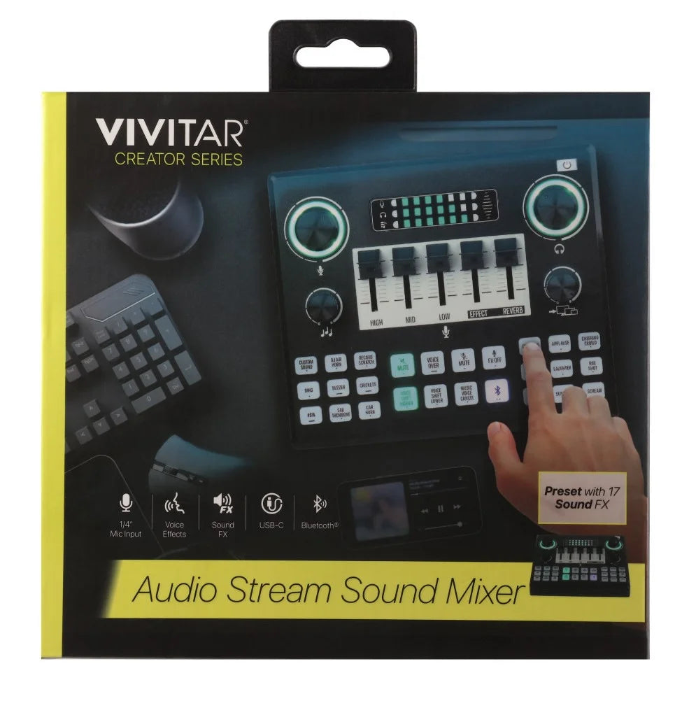 Audio Mixer, Multiple Sound Pads & Effects for Vlogging, Black