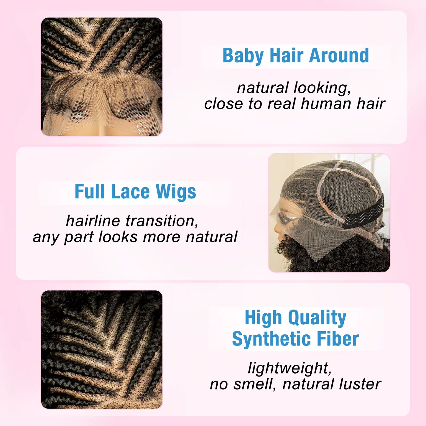 Full Lace Afro Braided Wig for Women African Wig Cornrow Braids Lace Wig with Baby Hair 8 Inch Short Kinky Curly Braid Wigs