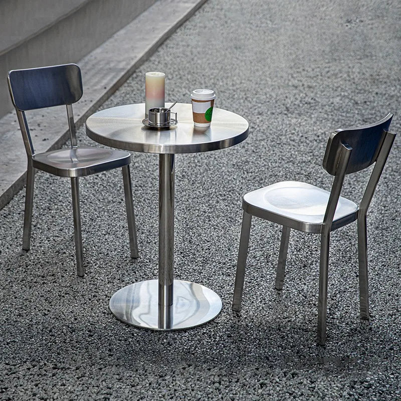 Stainless Steel Chair Industrial Dining Chairs Metal Frame Nordic Modern Minimalist Chair with Back Outdoor Restaurant Furniture