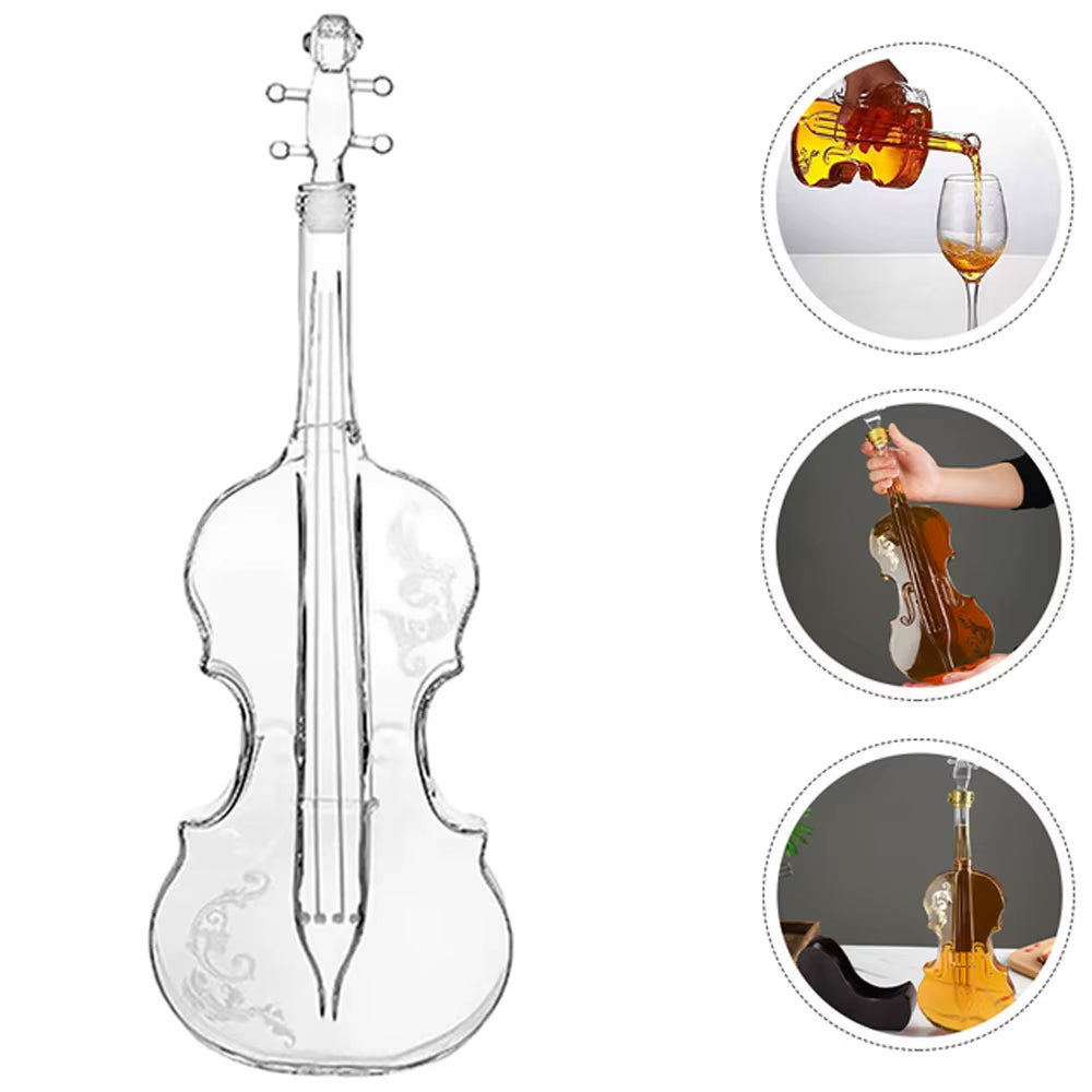 Whiskey Decanter Violin Decanter Crystal Drinking Cup Whiskey Glasses Cup for Wine Cocktail Vodka Home Halloween Party Bar Gift