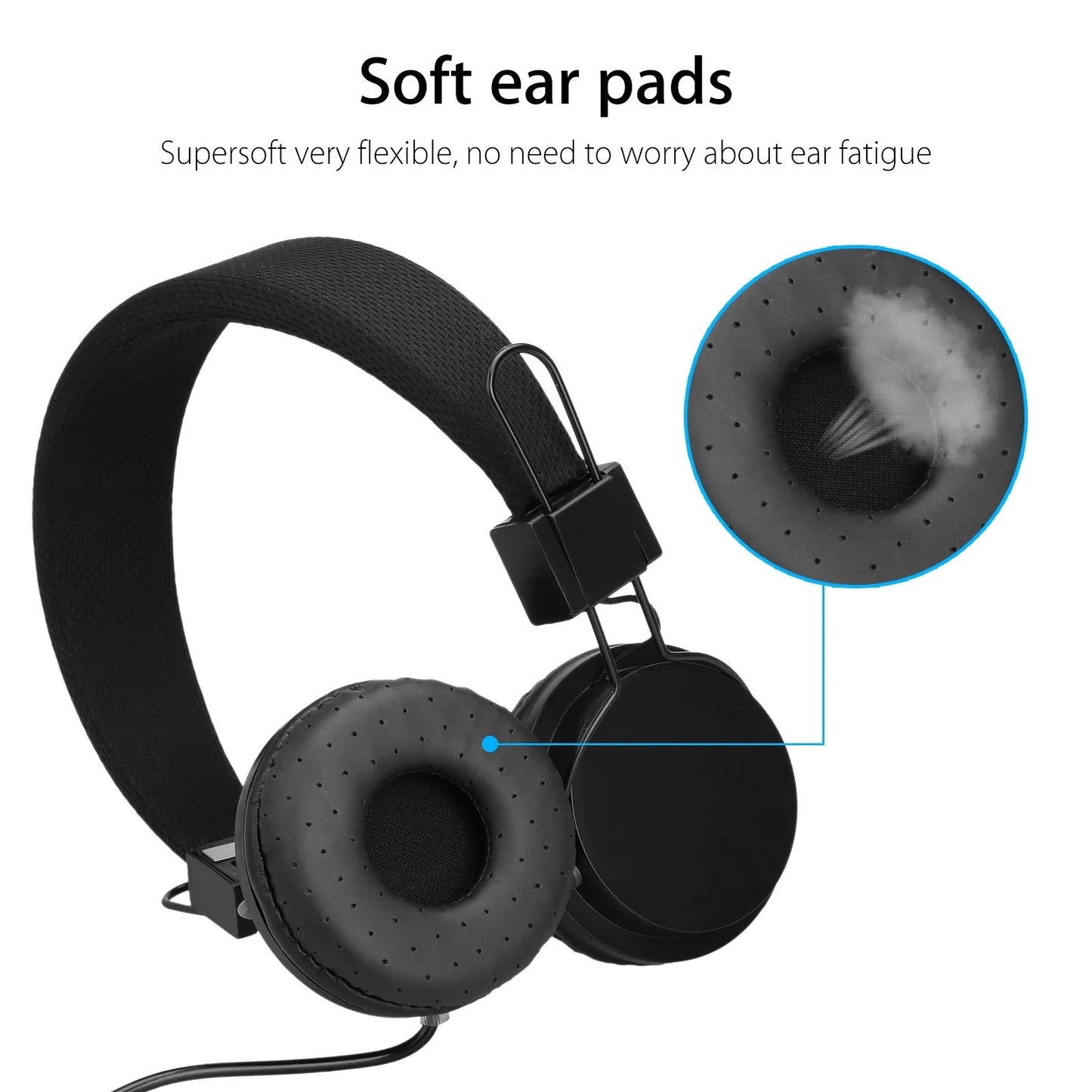 Kids Headphones, Wired Earphone for Boys Girls, 3.5Mm Foldable Headset Suitable for Smartphones, Tablets, Black