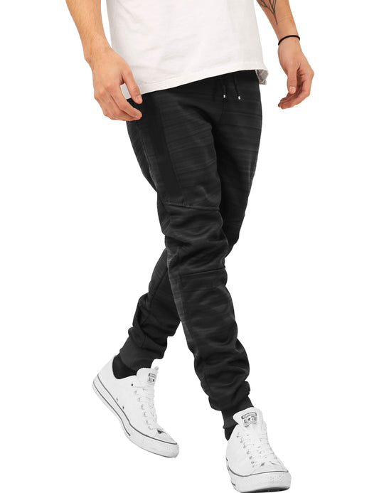 Mens Modern Jogger Pants with Zipper Pockets Solid Slim Fit Casual Brushed Sweatpants