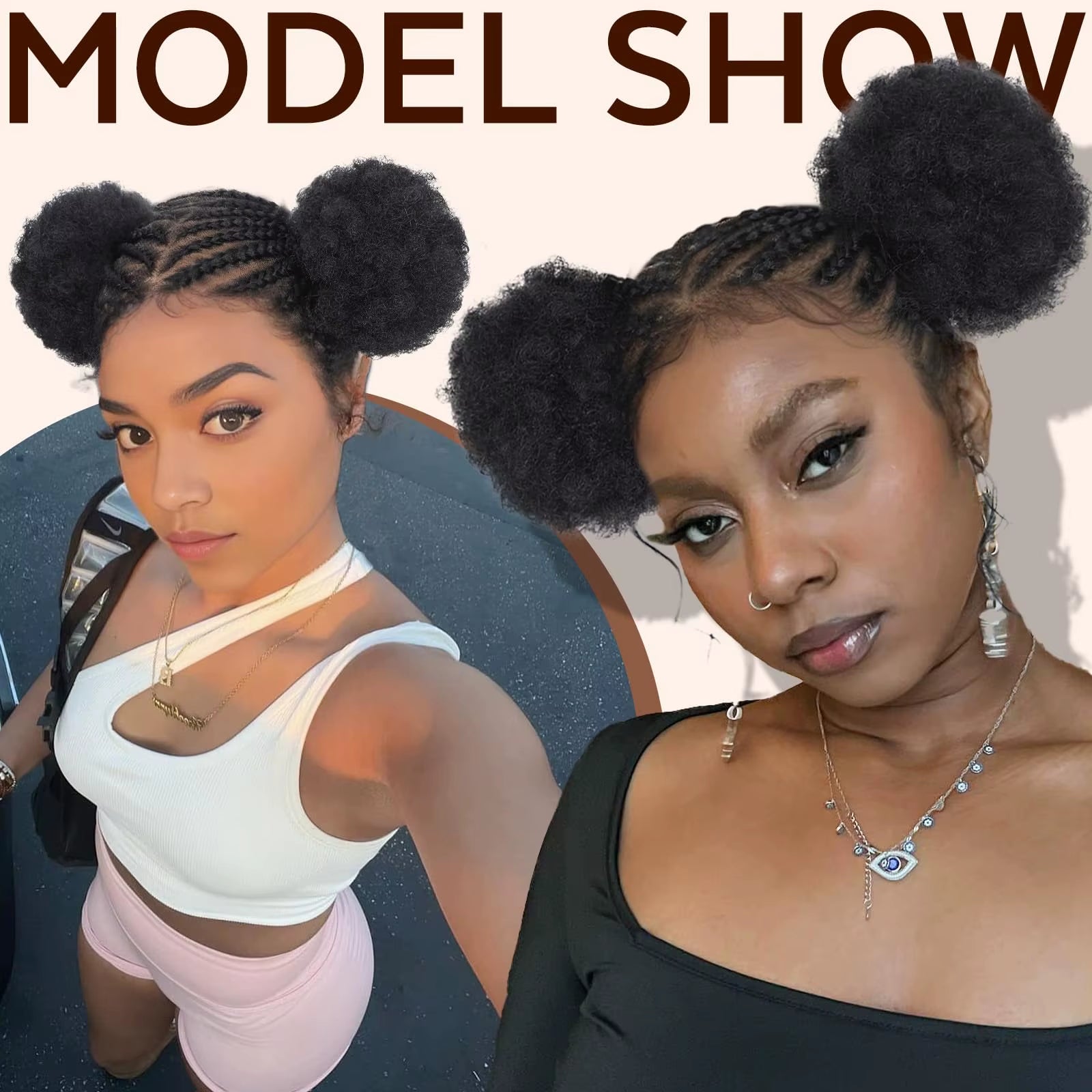 Afro Cornrow Braided Wigs for Black Women 360 Full Lace Twin Buns Braiding Hair Wig 6 Inches Short Afro Curly Wig