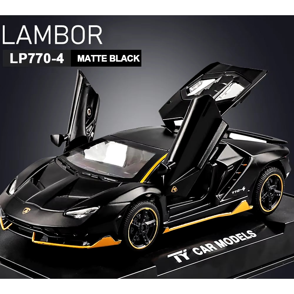 1/32 Cars Toys Auto to Scale Lambor LP770 Diecast Model Cars Alloy Autos Toys Gift for Boys Pull Back Light Music Kids Car