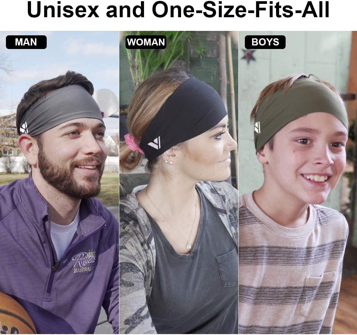 Running Headbands for Men Sweatbands Sports Sweat Bands Mens Workout Thin Fitness Gym Yoga 4 Pack…