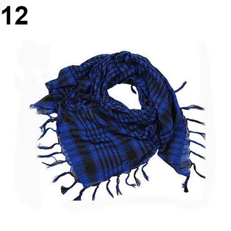 Unisex Lightweight Plaid Tassel Arab Desert Shemagh Keffiyeh Scarf Wrap Pashmina