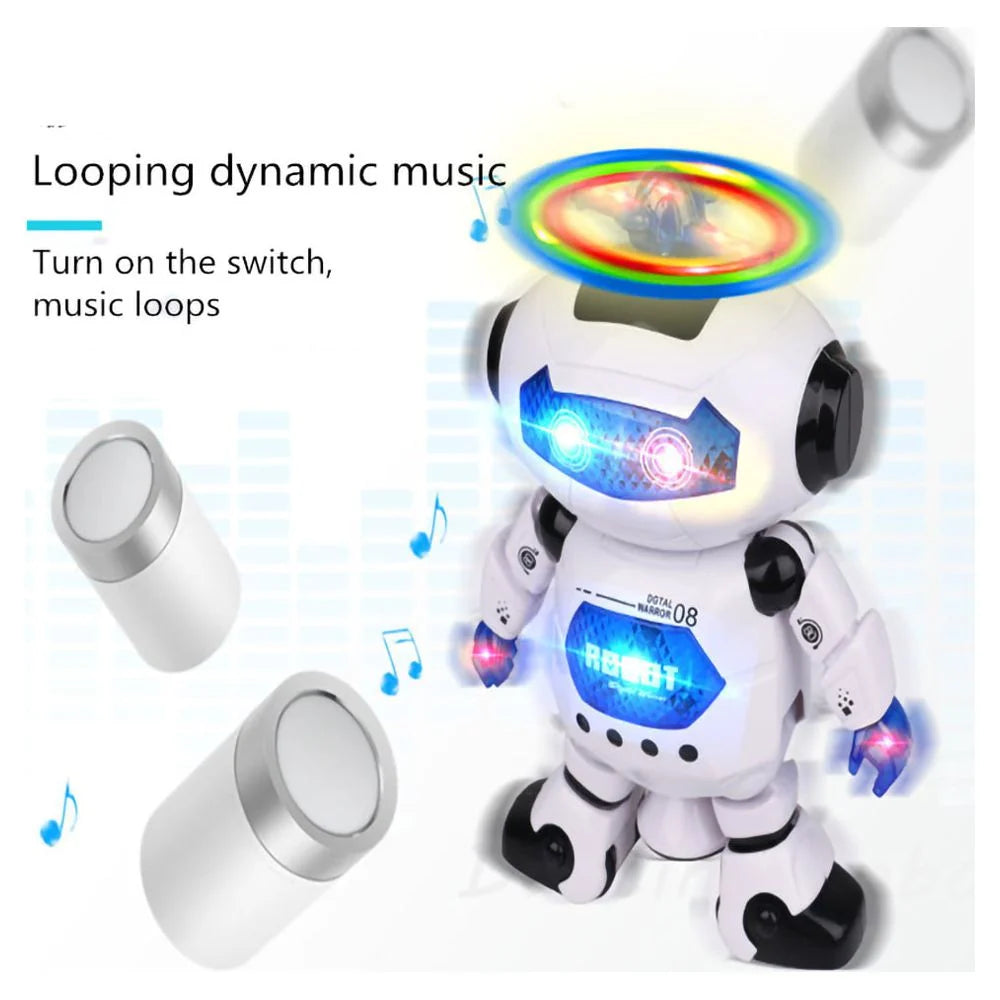 Robot Toy for Kids, Intelligent Electronic Walking Dancing Singing Robot Toys with 360° Body Spinning and Flashing Lights, Birthday Gift for Toddlers