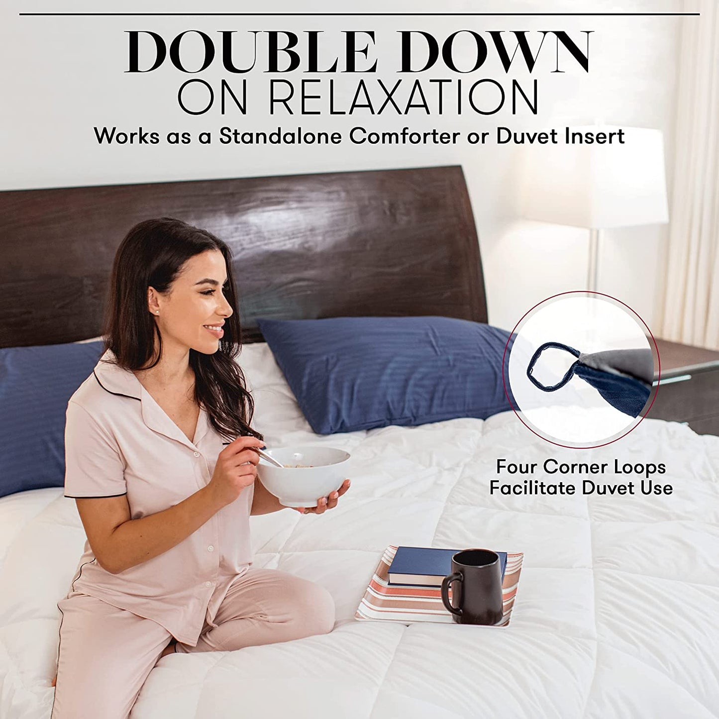 Beckham Hotel Collection Goose down Alternative Reversible Comforter - All Season - Premium Quality Luxury Hypoallergenic Comforter - Full/Queen - Grey/Black