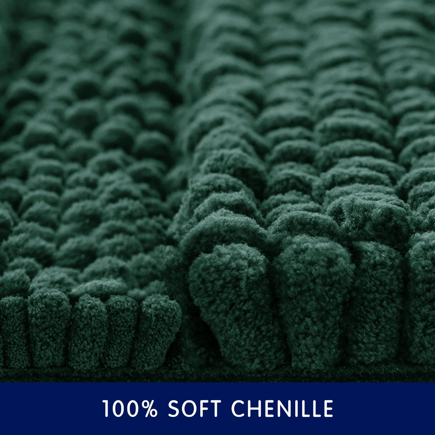 Soft 1-Piece Luxury Chenille Striped Bathroom Rug, Green, 18" X 48", Large