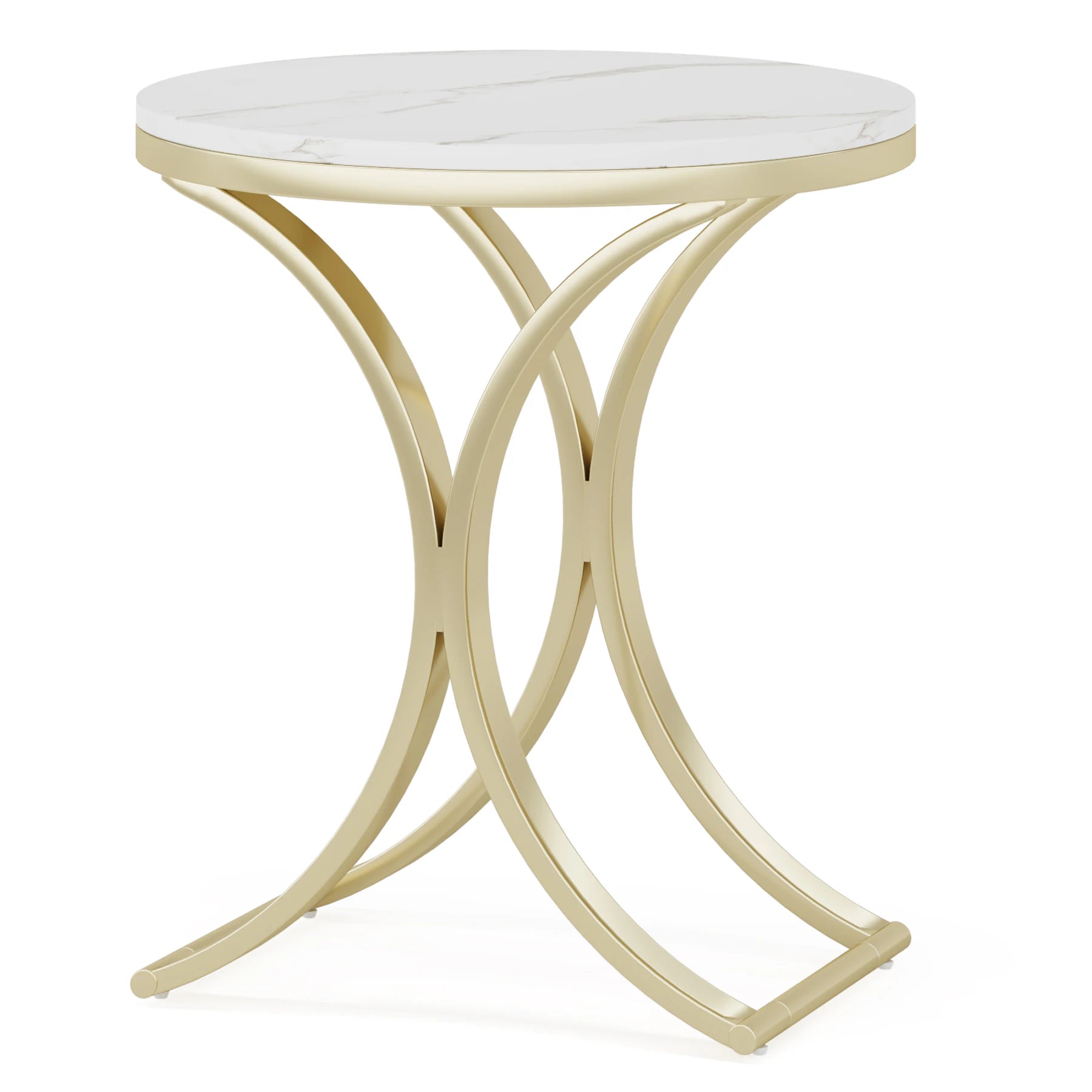 White Gold Side Table round End Table Modern Small Coffee Table Accent C Table Bedside Table