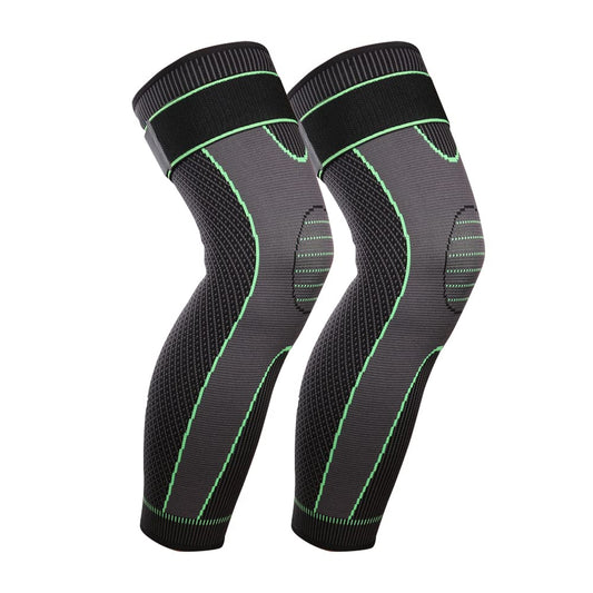 Full Leg Sleeves Long Compression Leg Sleeve Knee Sleeves Protect Leg, Reduce Varicose Veins and Swelling of Legs(Pair) (Green(With Strap)-1 Pair, Medium)