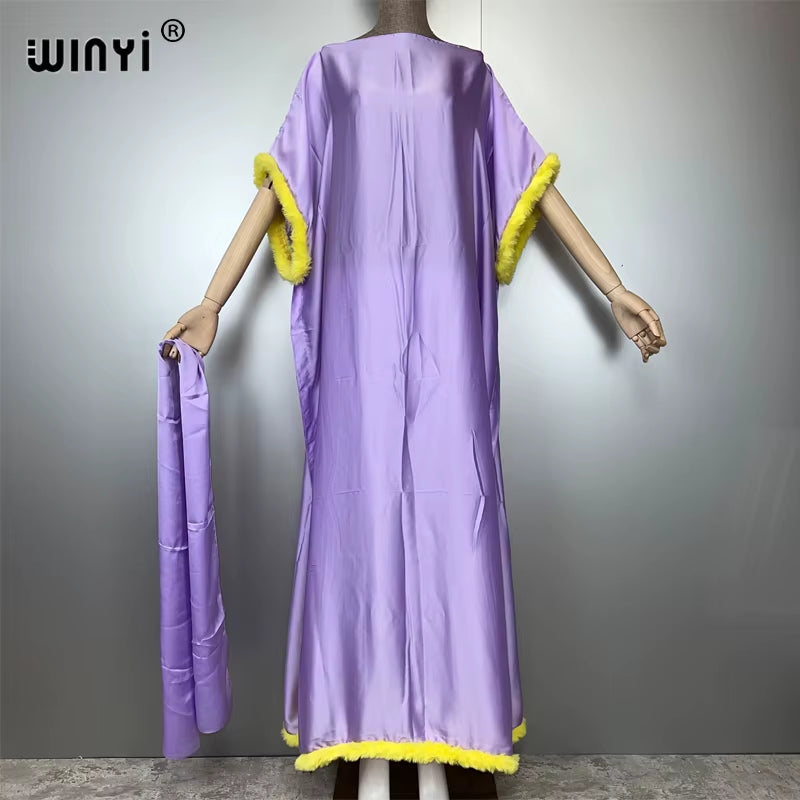 Fashion Monocolour Dress with Scarf Long Femme Abaya Dubai Luxury Party Kaftan Muslim Women Clothing Abaya Dubai Luxury